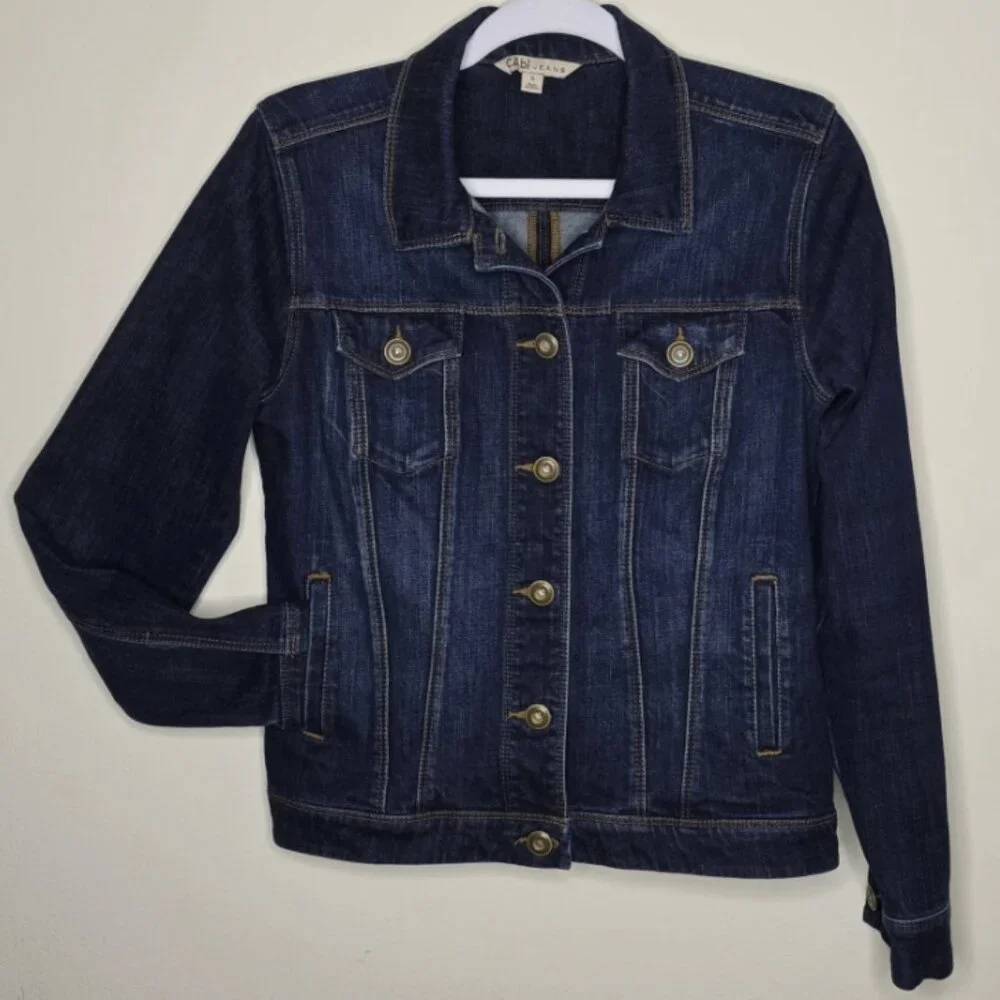 CAbi Jeans Blue Denim Jacket Womens S Style 721 Rodeo Trucker Classic Western - Picture 1 of 12